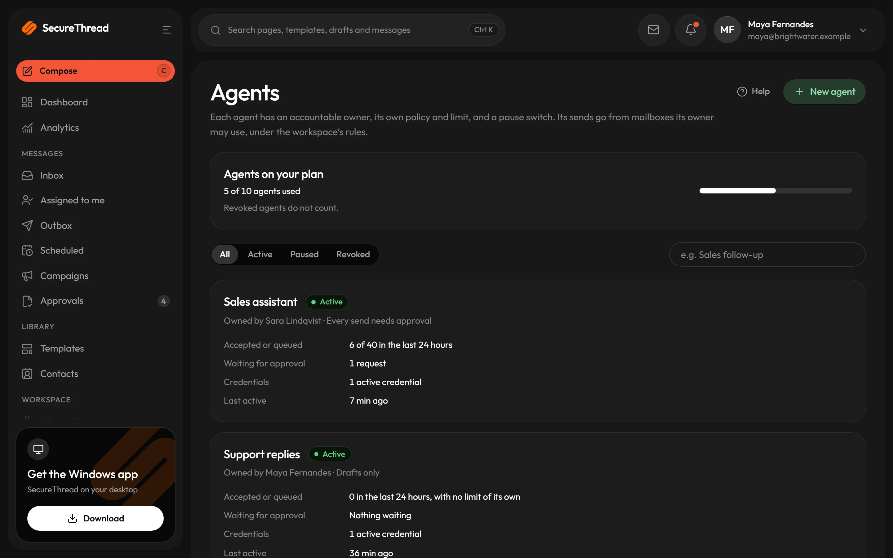 AI agents: each assistant with its owner, policy, limits and a pause switch